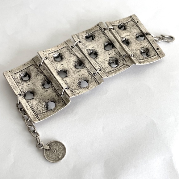 Vintage Artisan Handmade Hammered Silver Metal Cuff Bracelet - Picture 14 of 17